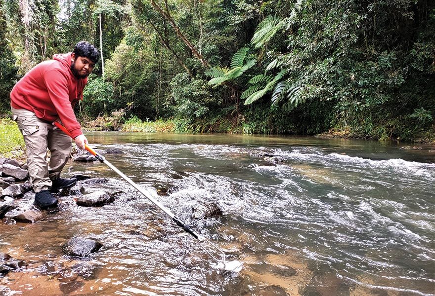 Collecting water sample